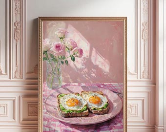 Avocado Toast & Egg Print: Kitchen Food Art (Digital Download)