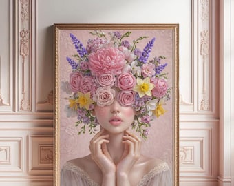 Floral Head Print | Lavender Florals Wall Art (Digital Download)