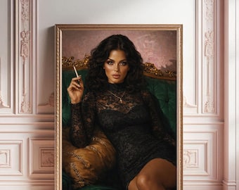Woman Wit Smoke Print: Female Wall Art (Instant Download)
