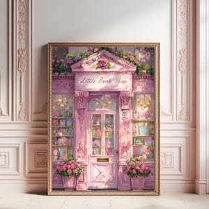 Little Book Shop | Book Store | Pink Book Store | Book Lovers | Cute Home Decor | Download and Print