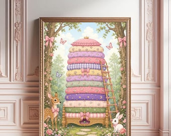 Princess and Pea Print: Fairy Tale Inspired Art (Digital Download)