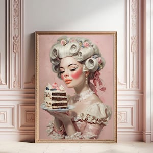 Marie Antoinette Cake Art Print: Vintage Coquette Wall Decor (Digital Download)