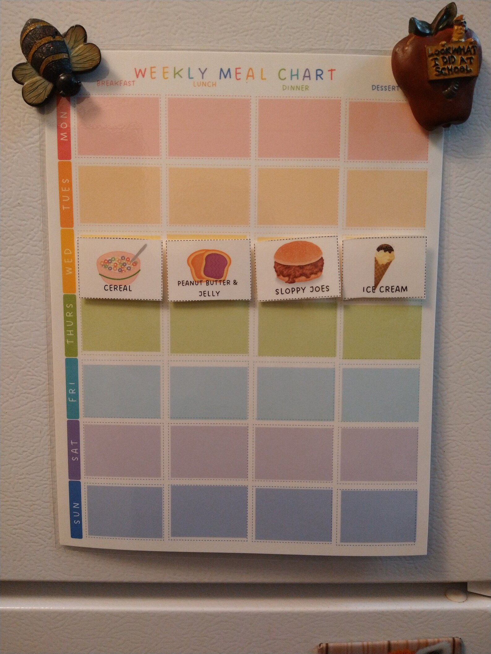 Weekly Meal Plan and Meal Cards Food Chart With Picture Images for Kids