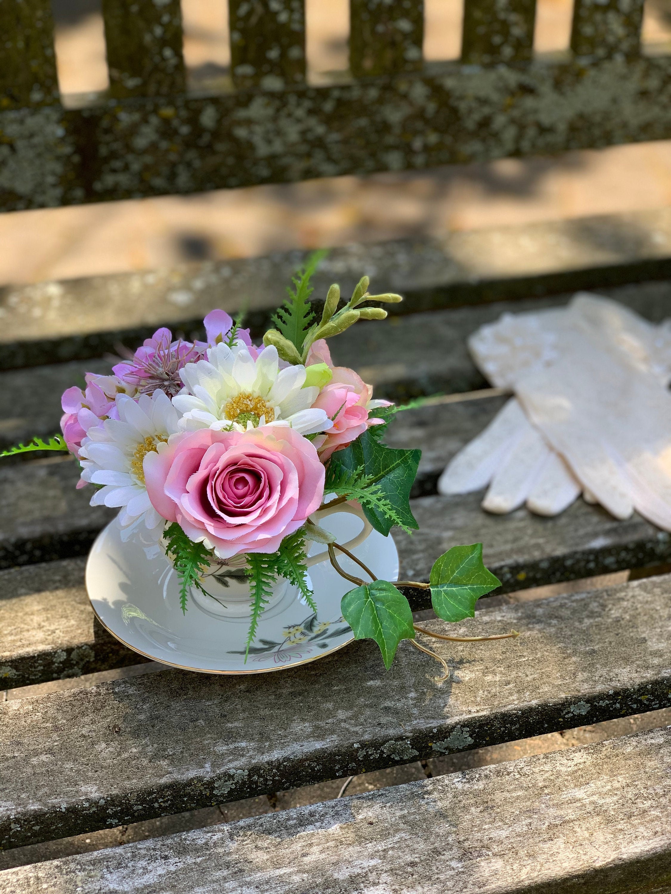 Fairy Tea Party Tea Cup Arrangement Shabby Chic Vintage Cottagecore Etsy