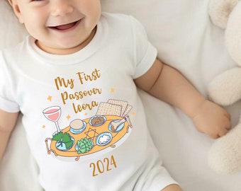 My 1st Passover Baby Outfit, First Passover Baby Clothes, Personalized Jewish Newborn Matzah Baby Outfit, Custom Name Matzo Shirt