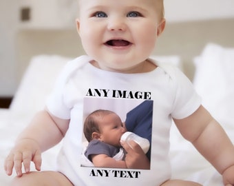 Personalized Baby and Toddler Body suit and vest, New Baby Gift Set, Girls and Boys Baby Grow any Text any Image - handmade gift - Clothes