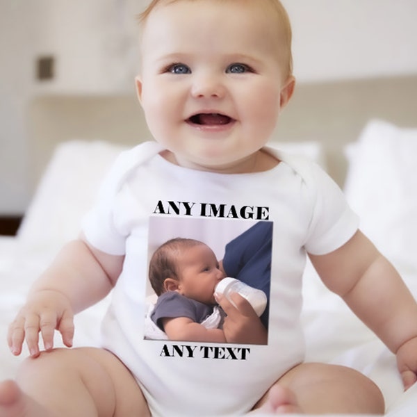 Personalisierte Baby und Kleinkind Body und Weste, Neues Baby-Geschenk-Set, Mädchen und Jungen Baby wachsen beliebigem Text beliebigem Bild - handgemachtem Geschenk - Kleidung