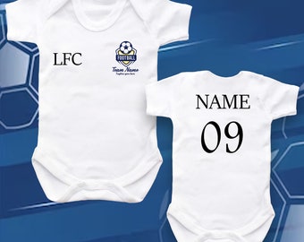 Personalised Front & Back Football Badge Bodysuit - With Name, Initials and Number - Baby Vest - Personalised - Add Personalisation