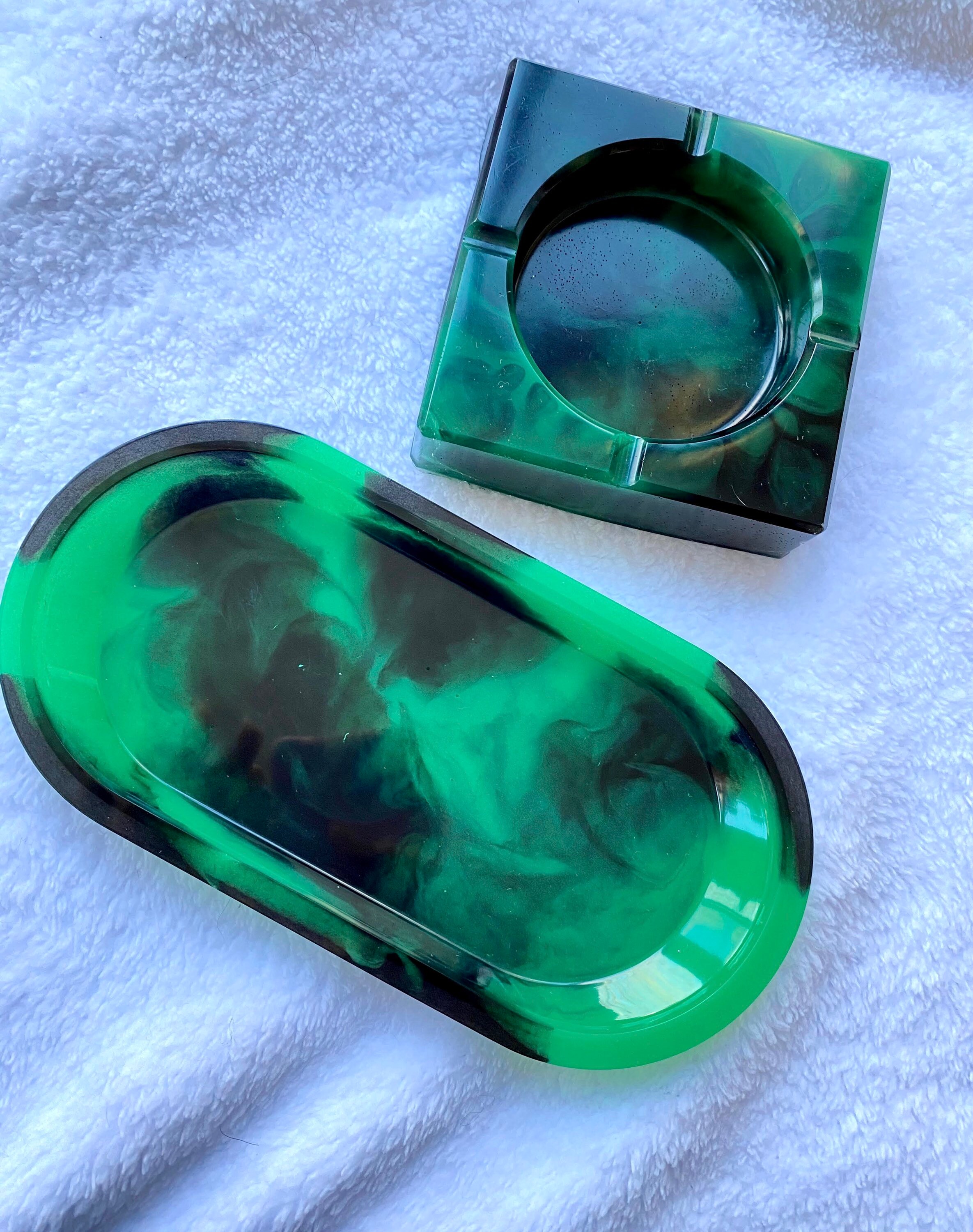 Custom Marble Resin Rolling Tray & Ashtray Set Etsy