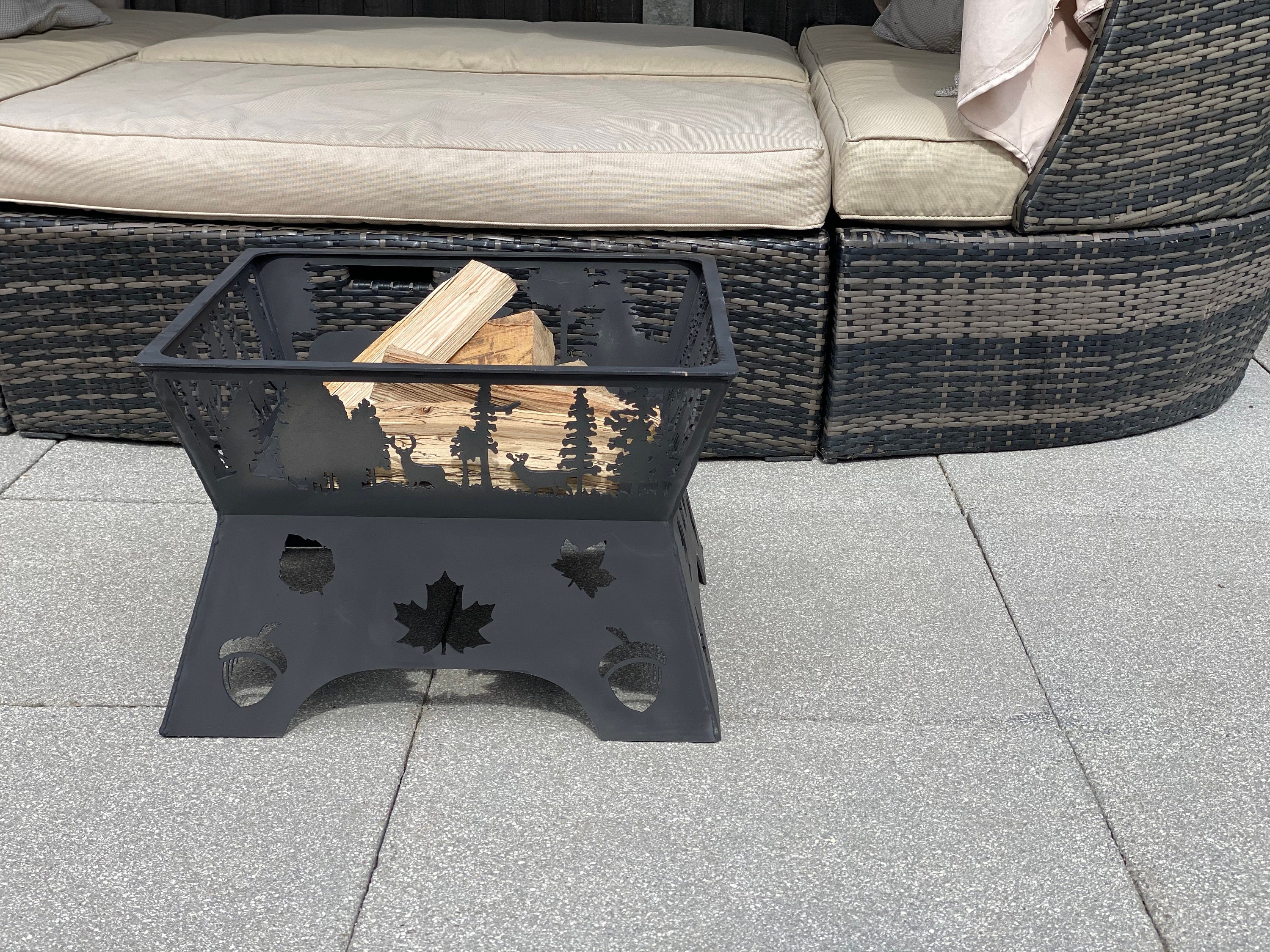 Woodland Forest Painted Deer Fire Pit Log Burner Outdoor Etsy