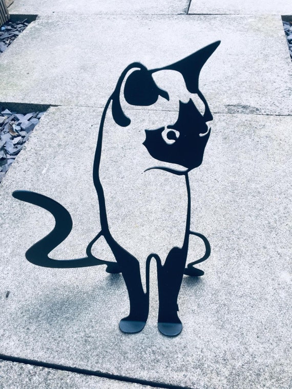 Black Metal Cat Garden Ornament Etsy
