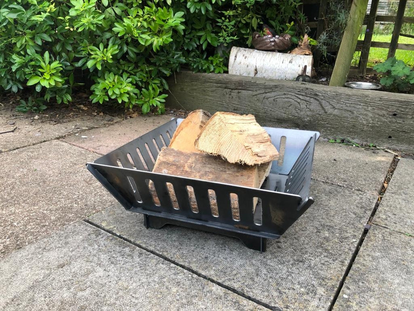 Steel Fire Pit Basket Flat Pack Fold Away Collapsable Camping Etsy