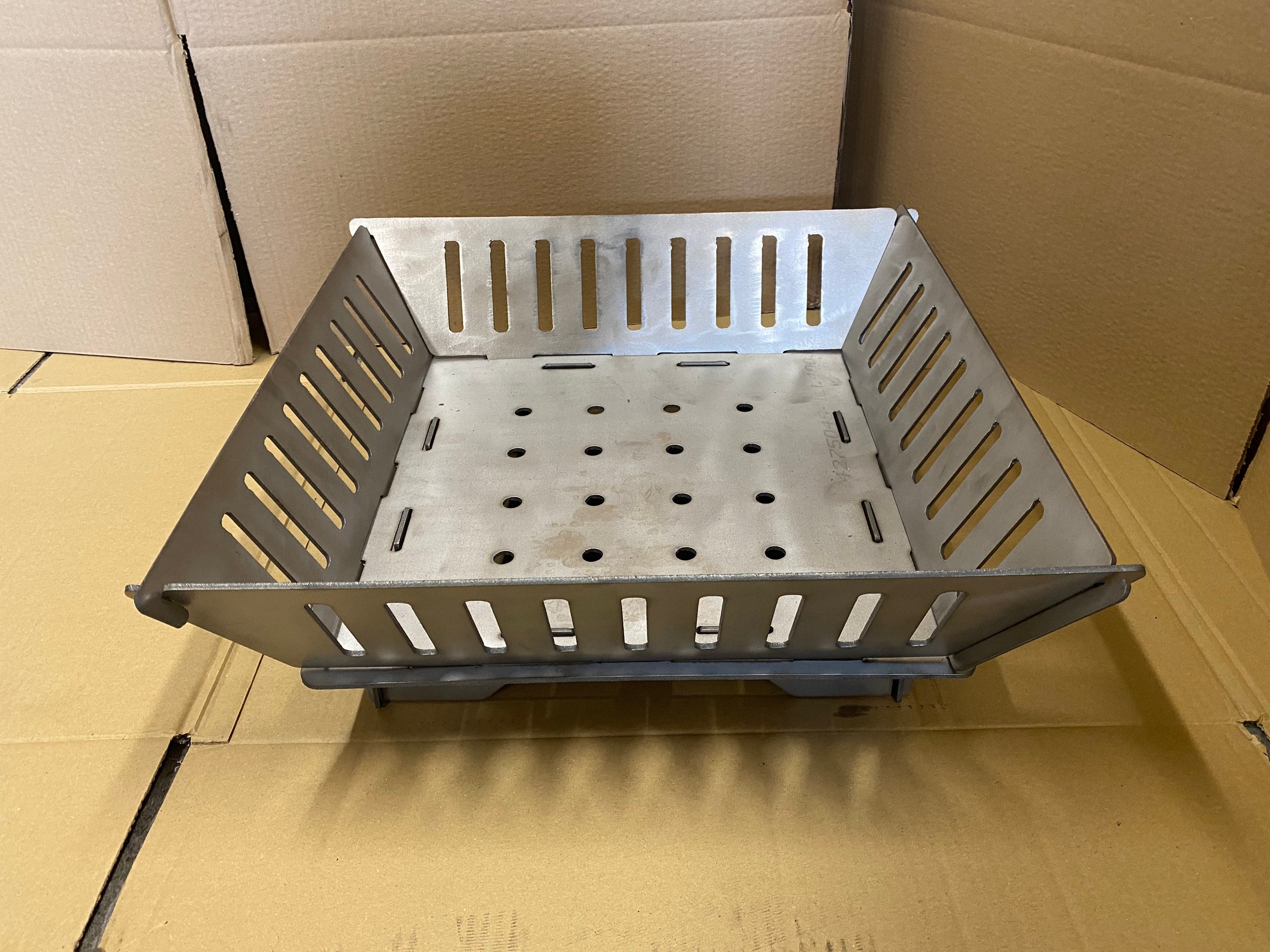 Steel Fire Pit Basket Flat Pack Fold Away Collapsable Camping Etsy