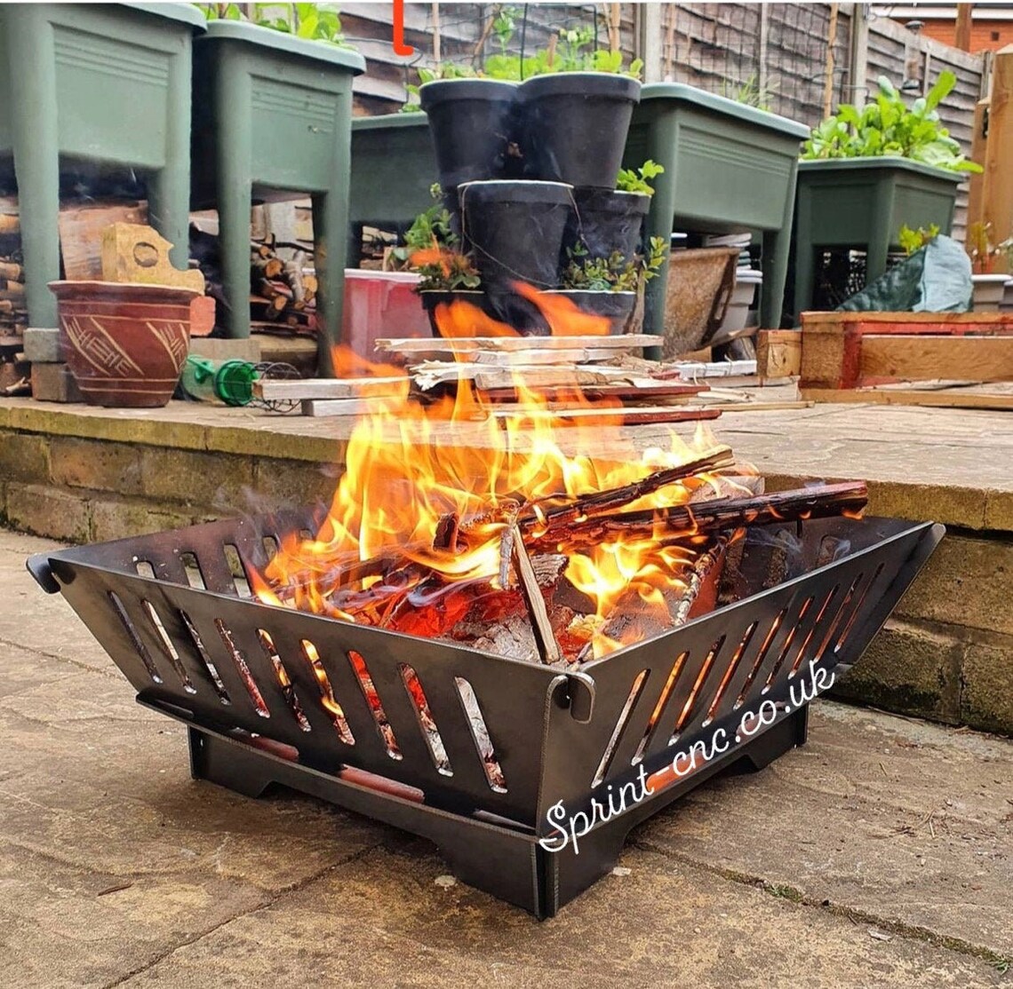 Steel Fire Pit Basket Flat Pack Fold Away Collapsable Camping Etsy