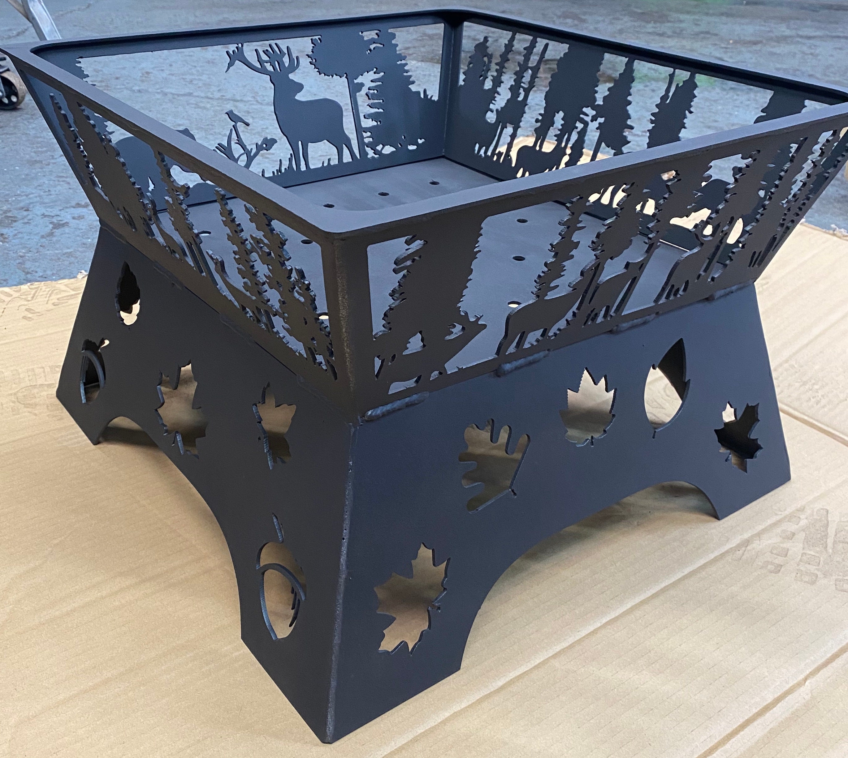 Woodland Forest Painted Deer Fire Pit Log Burner Outdoor Etsy