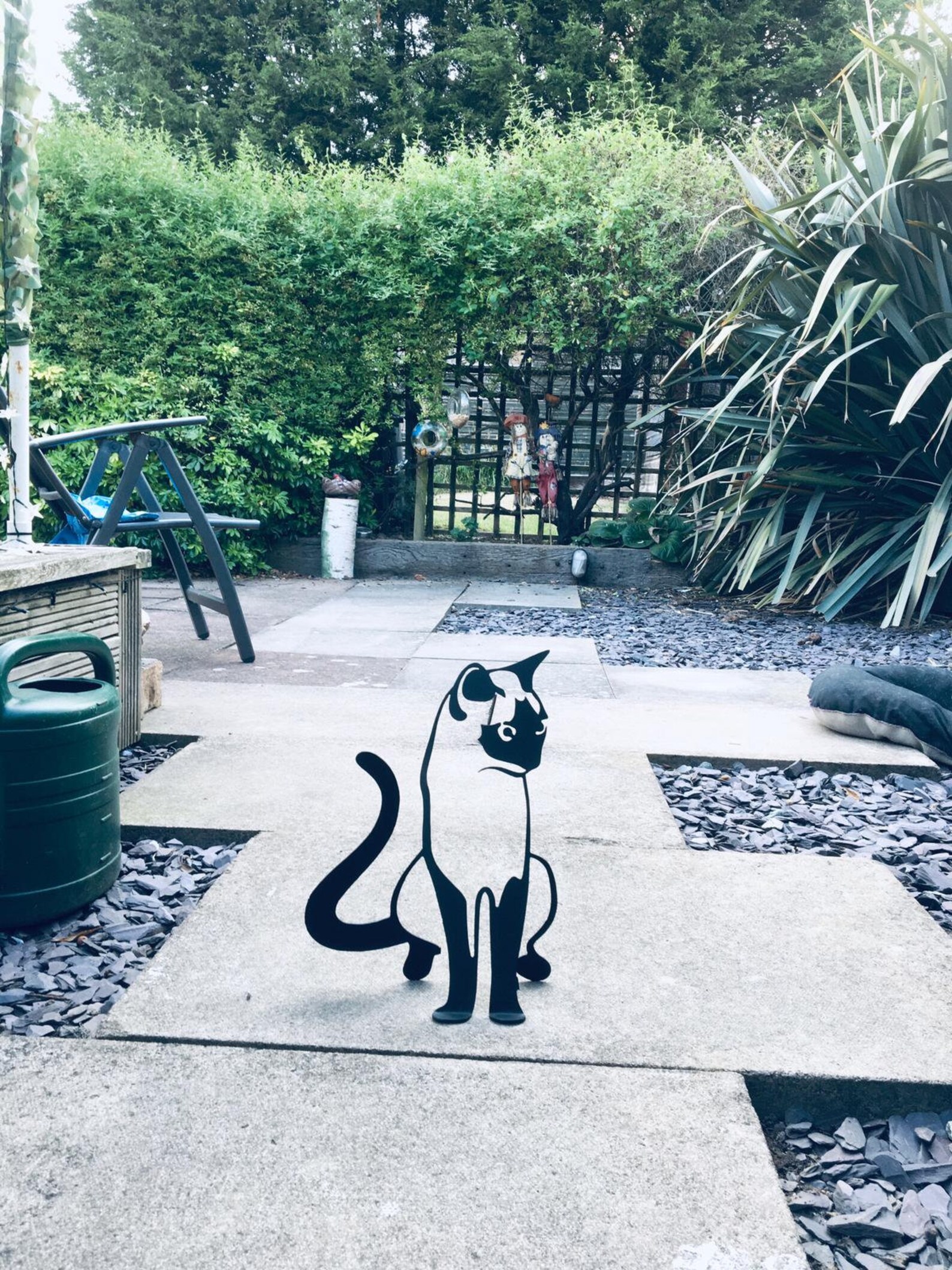 Black metal cat garden ornament Etsy
