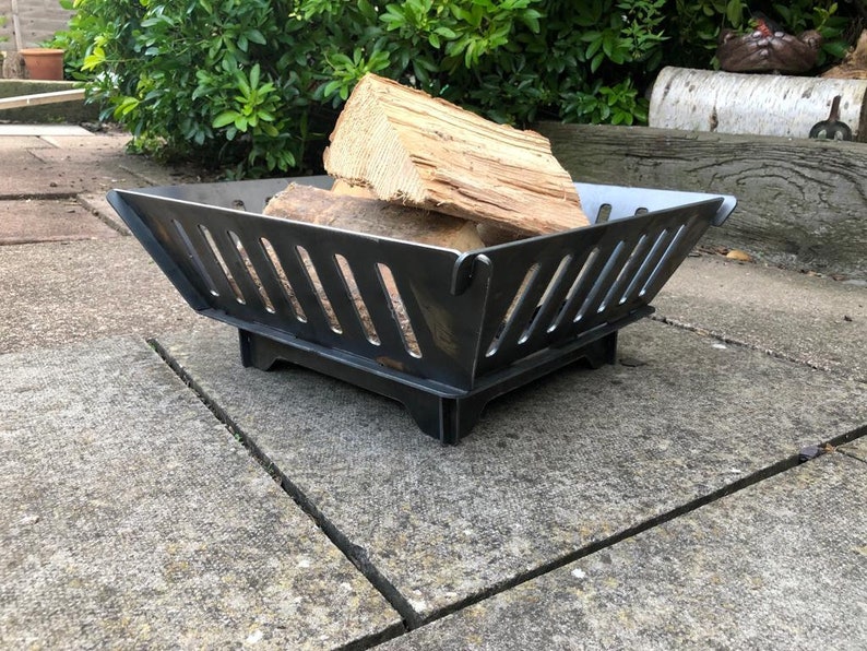 Steel fire pit basket flat pack fold away collapsable camping Etsy