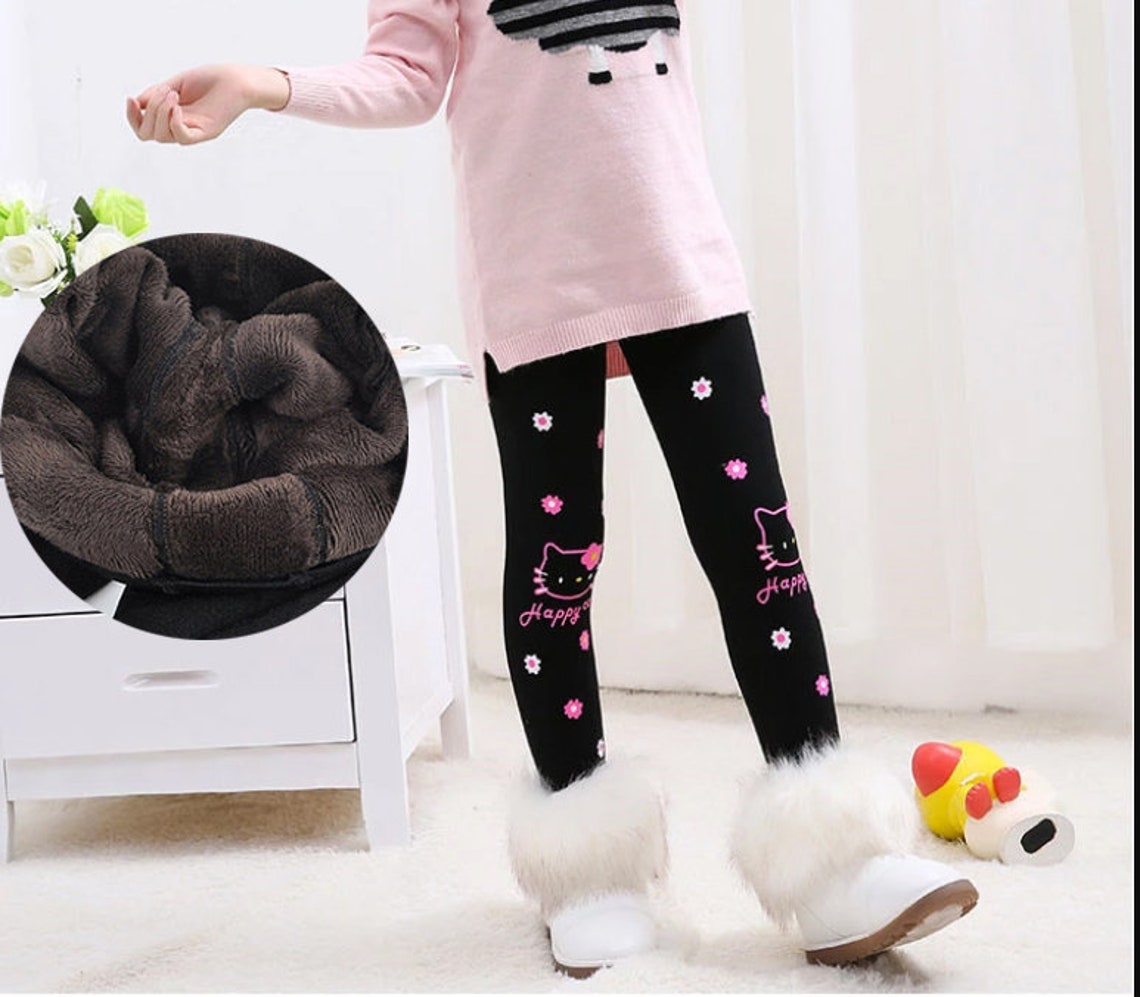 Girl Children Fleece Lined Leggings Thick Velvet Thermal Etsy