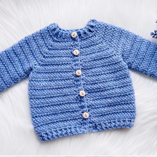 Digital PDF Crochet Pattern: Super cute herringbone stitch baby cardigan sweater pattern - various sizes - video tutorial - Crochet for Baby