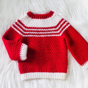 Digital PDF Crochet Pattern: Basic Alpine Sweater, Pullover or Jumper Unisex with Video Tutorial, Crochet for Baby