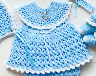 Digital PDF Crochet Pattern: Crochet baby girl dress with follow along video tutorial, Crochet frock for girls, Crochet baby dresses