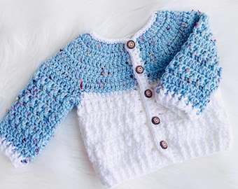 Digital PDF Crochet Pattern: the Thomas Baby Cardigan, Sweater