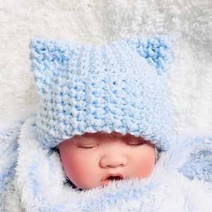 Digital PDF Crochet Pattern: Super Cute Crochet baby hat with ears, baby cap pattern in various sizes with video tutorial - Crochet for Baby