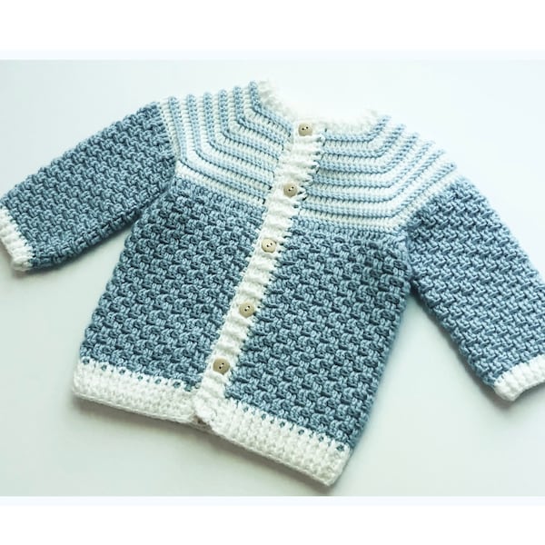 Digital PDF Crochet Pattern: Baby Cardigan Sweater for baby boys and girls with easy stitch & follow along video tutorial -Crochet for Baby