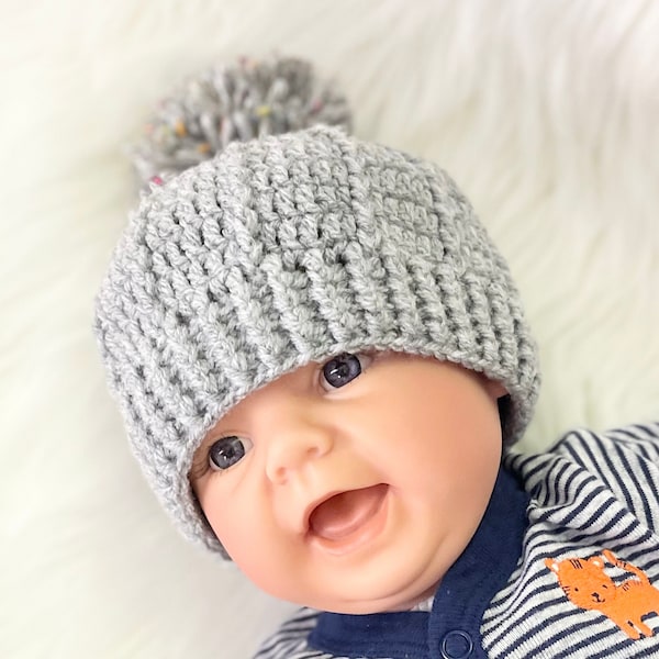 Digital PDF Crochet Pattern: Crochet baby hat pattern for boys and girls, newborn beanie cap various sizes video tutorial Crochet for Baby