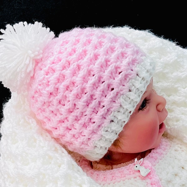 Digital PDF Crochet Pattern: Easy Crochet baby hat pattern for boys and girls, beanie cap in various sizes - Video Tutorial Crochet for Baby