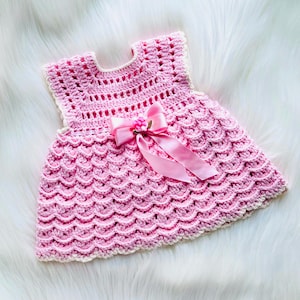 Modèle de crochet numérique PDF : robe ou robe d'été pour bébé avec bandeau assorti pour fille avec didacticiel vidéo à suivre, crochet pour bébé