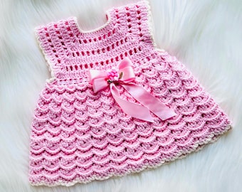 Digital PDF Crochet Pattern: Summer Baby Dress or Frock with Matching Headband for Girls with follow along video tutorial, Crochet for Baby