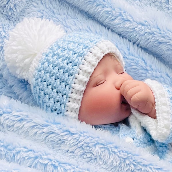 Modèle numérique PDF au crochet : modèle de bonnet ou de bonnet de bébé au crochet pour nouveau-né Noah super mignon en différentes tailles avec tutoriel vidéo - Crochet pour bébé