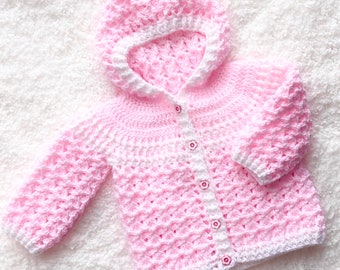 Digital PDF Crochet Pattern: Easy Crochet hooded cardigan sweater, coat or jacket for baby with video tutorial by Crochet for Baby patterns