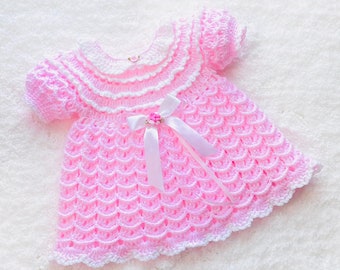 Digital PDF Crochet Pattern: Crochet baby dress or frock with puff sleeves pattern in various sizes with video tutorial by Crochet for Baby