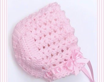 Digital PDF Crochet Pattern: Crochet baby Bonnet or Crochet Baby Cap with step by step video tutorial, Crochet for Baby Patterns