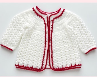 Digital PDF Crochet Pattern: Crochet Baby Cardigan Sweater, Coat or Jacket and pants pattern with video tutorial, Crochet for Baby patterns