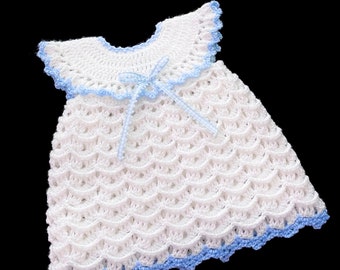 Digital PDF Crochet Pattern: Easy Crochet baby dress, frock or pinafore dress "Annie" in various sizes with video tutorial, Crochet for Baby