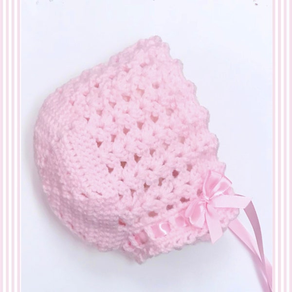 Digital PDF Crochet Pattern: Crochet baby Bonnet or Crochet Baby Cap with step by step video tutorial, Crochet for Baby Patterns