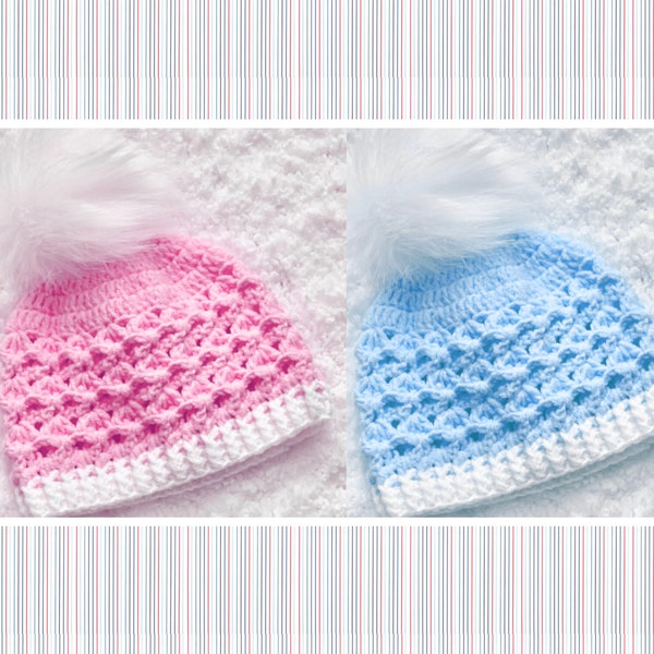 Digital PDF Crochet Pattern: Easy Crochet baby hat, crochet beanie or crochet cap pattern with video tutorial by Crochet for Baby patterns