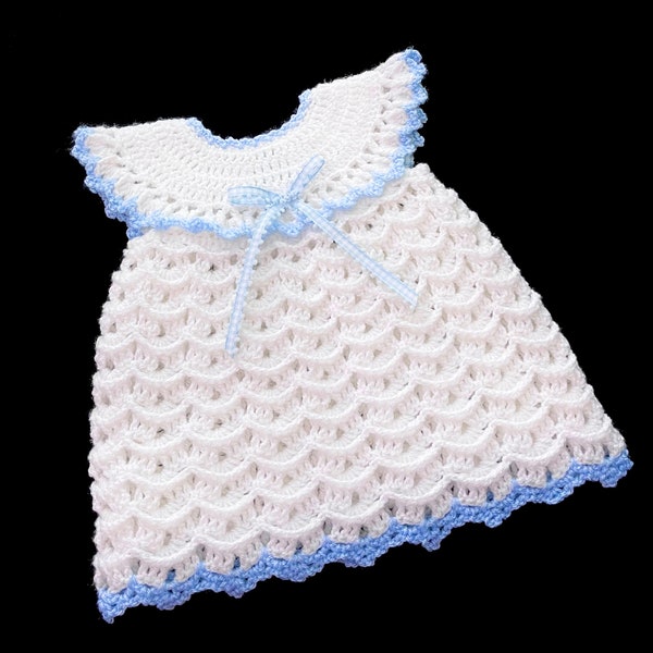 Digital PDF Crochet Pattern: Easy Crochet baby dress, frock or pinafore dress "Annie" in various sizes with video tutorial, Crochet for Baby