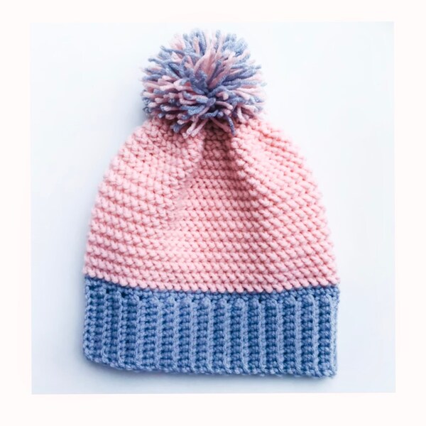 Digital PDF Crochet Pattern: Easy Herringbone crochet beanie hat or cap for adult men, teens and women with video tutorial Crochet for Baby
