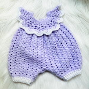 Digital PDF Crochet Pattern: Bubble Style Baby Romper, Onesie with Lacy Fan Stitch Pattern and Video Tutorial by Crochet for Baby
