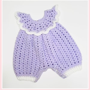 Digital PDF Crochet Pattern: Crochet baby romper for baby girls pattern with follow along video tutorial by Crochet for Baby