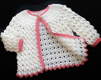 Digital PDF Crochet Pattern: Marshmallow Crochet cardigan sweater, coat or Jacket for girls pattern with Video Tutorial by Crochet for Baby