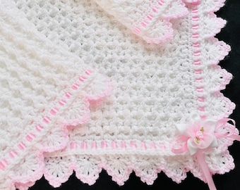 Digital PDF Crochet Pattern: Crochet Baby Blanket pattern with Easy Snowdrop Stitch and easy border with video tutorial by Crochet for Baby