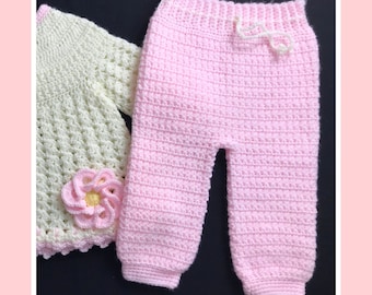 Digital PDF Crochet Pattern: Crochet Baby pants, crochet trousers, leggings with Star Stitch Pattern and video tutorial by Crochet for Baby