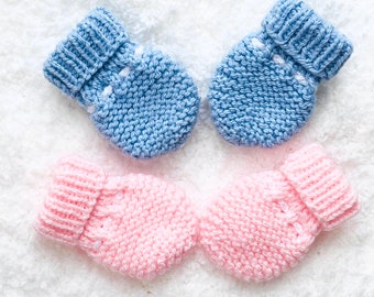 Digital PDF Knit Pattern: Easy Knit Baby Mittens, Knit Baby Gloves