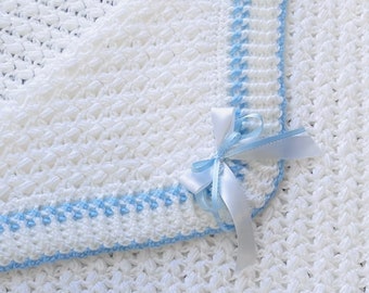 Digital PDF Crochet Pattern: Crochet Baby Blanket pattern with Easy Crochet Bean Stitch pattern and video tutorial by Crochet for Baby