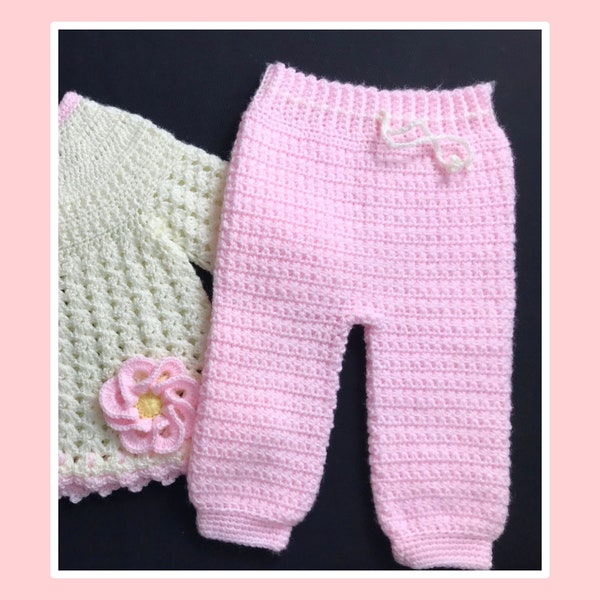 Patrón de Crochet Digital PDF: Pantaloncitos de bebé a crochet, pantalones a crochet, leggins con Patrón Punto Estrella y vídeo tutorial de Crochet para Bebé